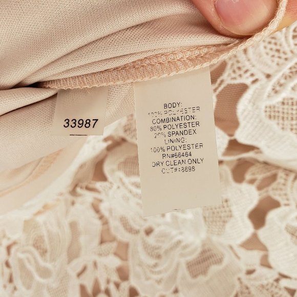 JULIA JORDAN White Lace Overlay & Dust Pink Mesh A-Line Dress 10 - Picture 9 of 9